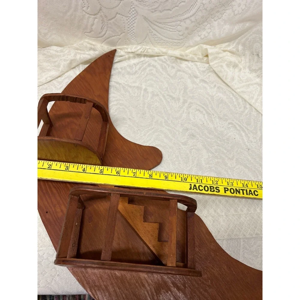 Vintage Man in the Moon Wooden Wall Shelf Folk Art Crescent Celestial Trinket
